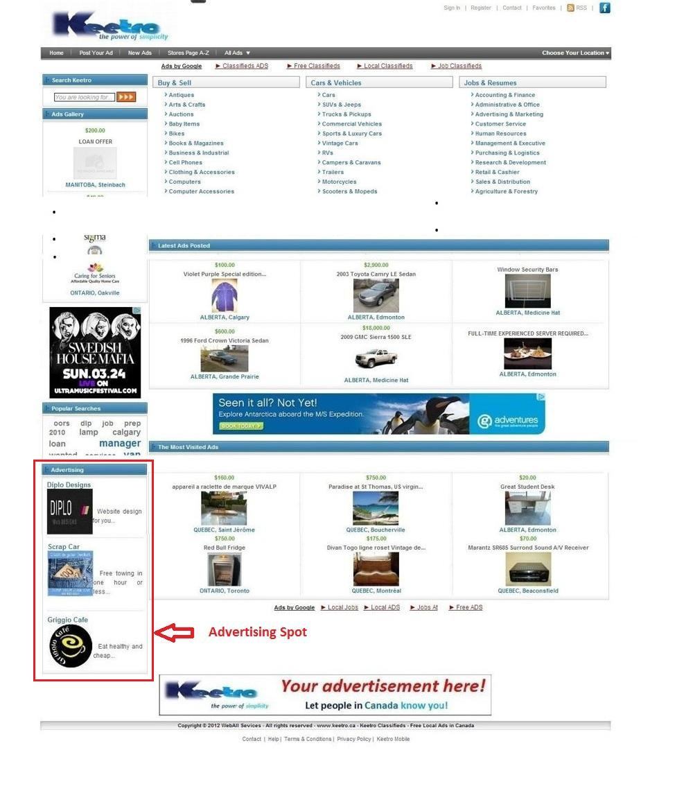 Advertisement Listings Home Page